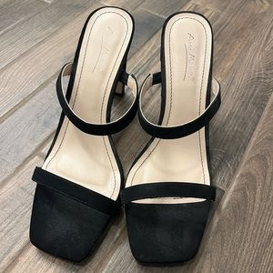 Black suede heeled sandal